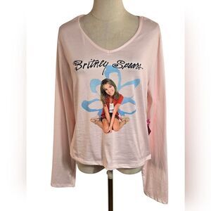 Britney Spears Pink Long Sleeve Graphic Top Tee Shirt